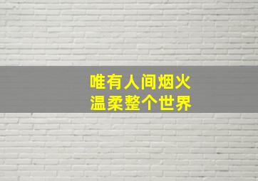 唯有人间烟火 温柔整个世界